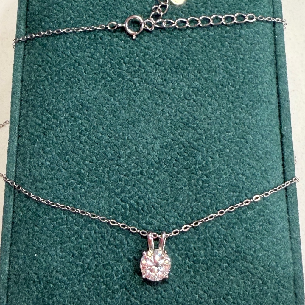 Sterling Silver Moissanite 1 Carat Pendant Necklace New